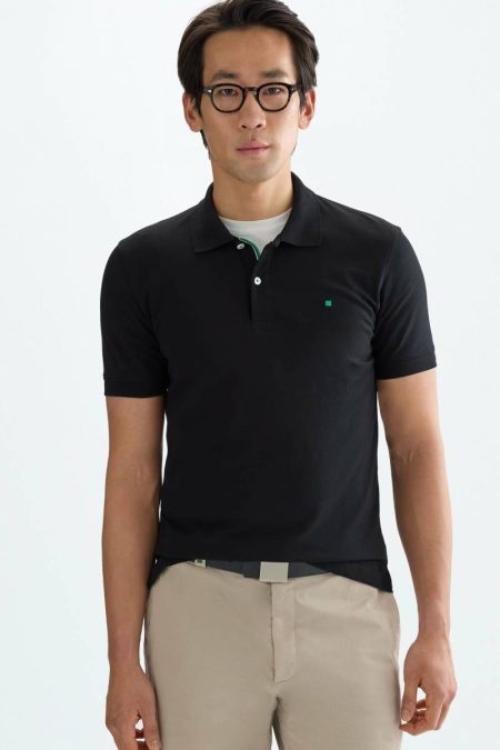 Men Polo Shirts Piqué Slim Fit Polo Shirt Purificacion Garci Black