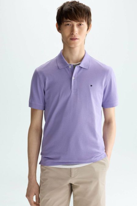 Men Polo Shirts Purificacion Garci Purple Piqué Polo Shirt