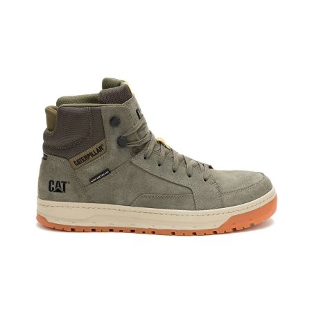 Men Shoes Cat Men's Streamline Court Mid Composite Toe Work Shoe Dusty Olive