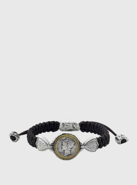 Men Silver Corded Mercury Coin Bracelet Jewelry John Varvatos