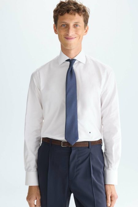 Men Spread Collar Textured Shirt Shirts Purificacion Garci White