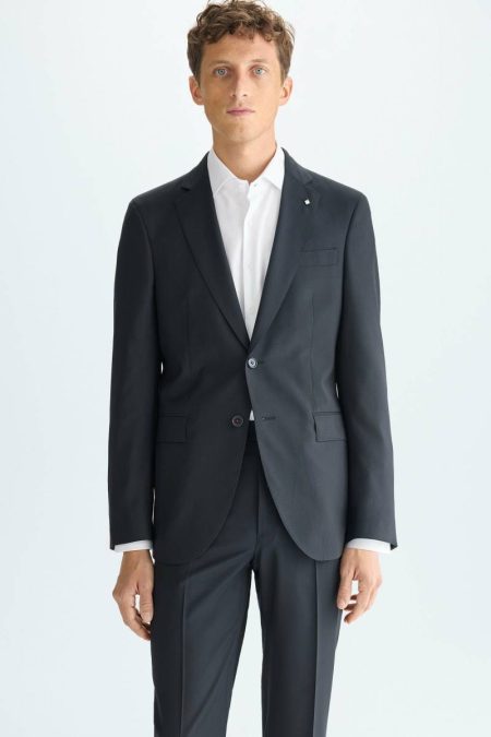 Men Suits And Blazers Tropical Wool Classic Fit Suit Jacket Purificacion Garci Black
