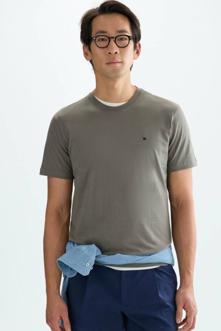 Men T-Shirts Khaki Purificacion Garci Cotton T-Shirt