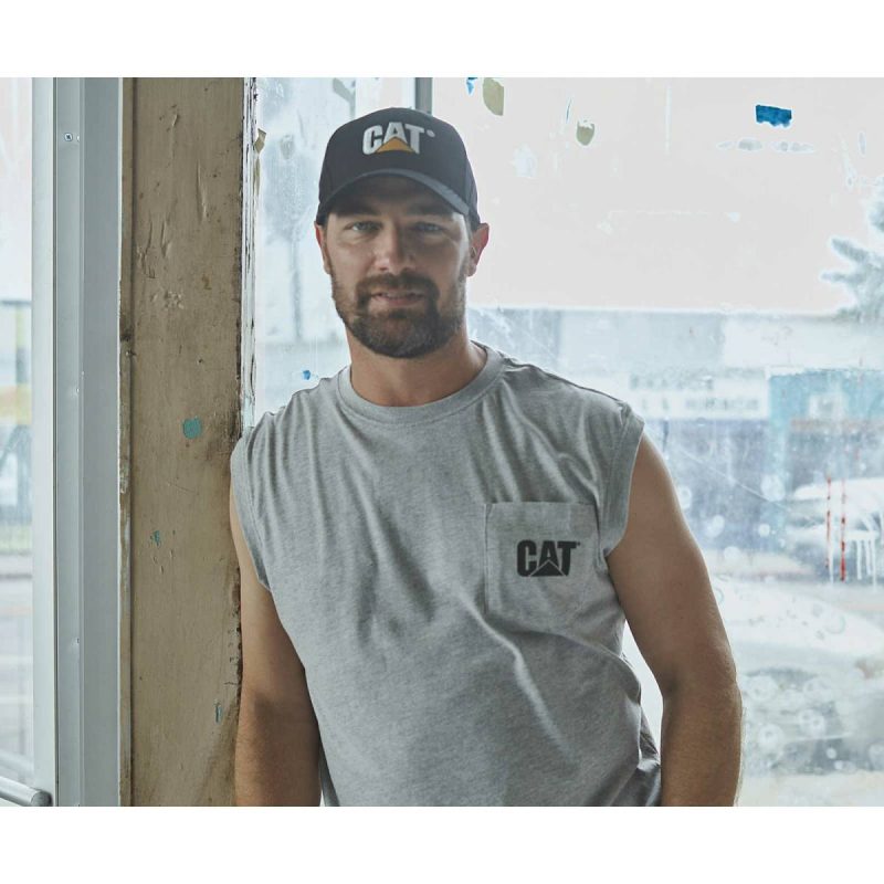 Men Tops & Outerwear Heather Grey Men's Trademark Sleeveless Pocket Tee Cat - Image 2