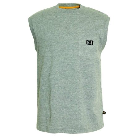 Men Tops & Outerwear Heather Grey Men's Trademark Sleeveless Pocket Tee Cat