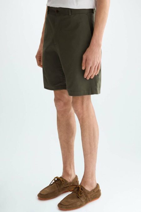 Men Trousers Cotton Twill Regular Fit Bermuda Shorts Purificacion Garci Khaki