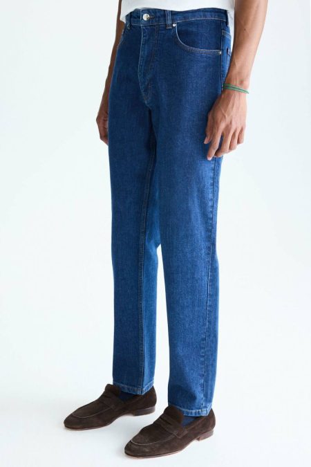 Men Trousers Regular Fit Jeans Indigo Blue Purificacion Garci
