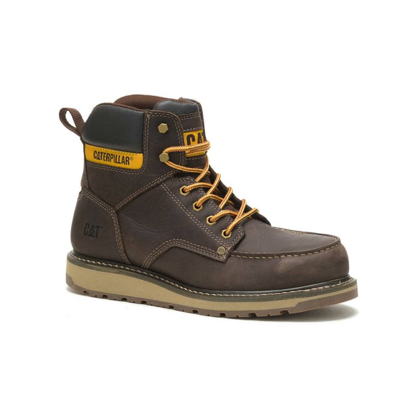 Men's Calibrate Steel Toe Work Boot Cat Men Leather Brown Boots - Image 2