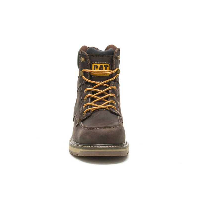 Men's Calibrate Steel Toe Work Boot Cat Men Leather Brown Boots - Image 3