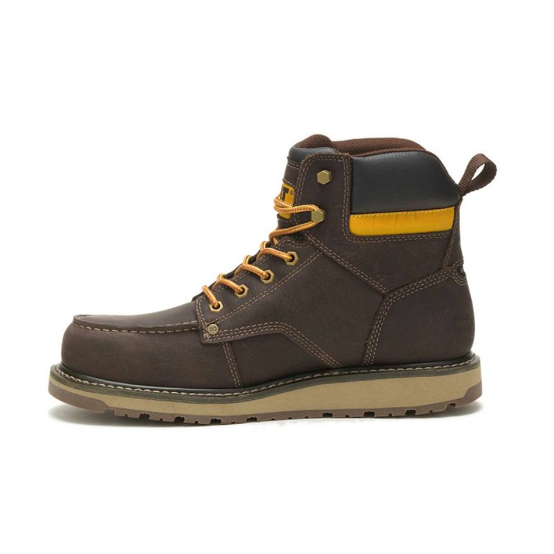 Men's Calibrate Steel Toe Work Boot Cat Men Leather Brown Boots - Image 4