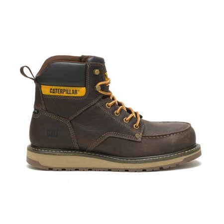 Men's Calibrate Steel Toe Work Boot Cat Men Leather Brown Boots