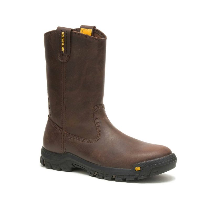 Men's Drawbar Pull-On Work Boot Men Boots Summer Brown Cat - Image 2