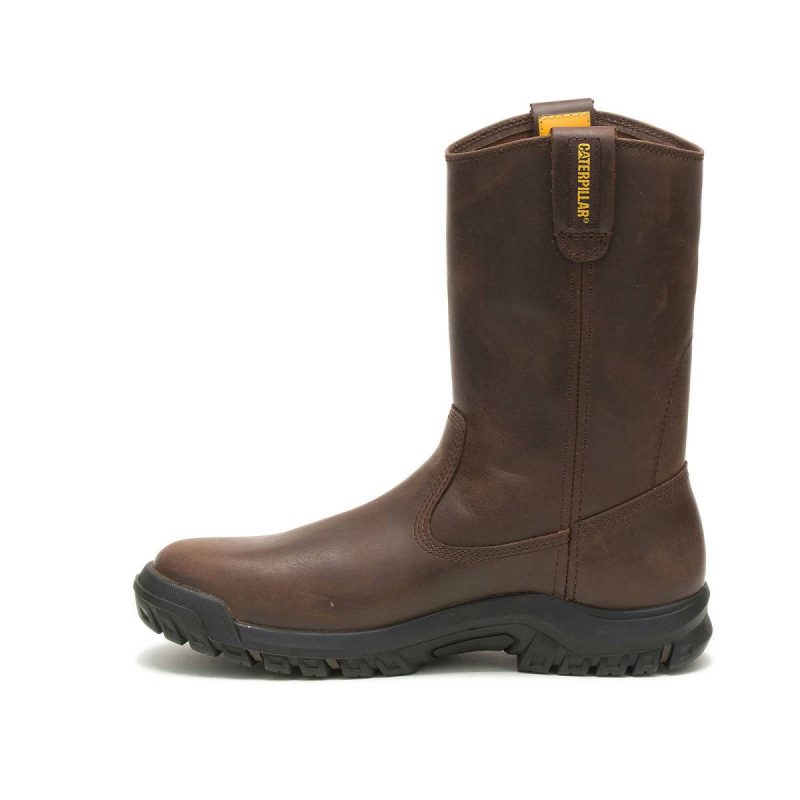 Men's Drawbar Pull-On Work Boot Men Boots Summer Brown Cat - Image 3