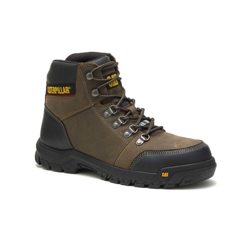 Men's Outline Steel Toe Work Boot Cat Dark Gull Grey Men Boots - Image 2