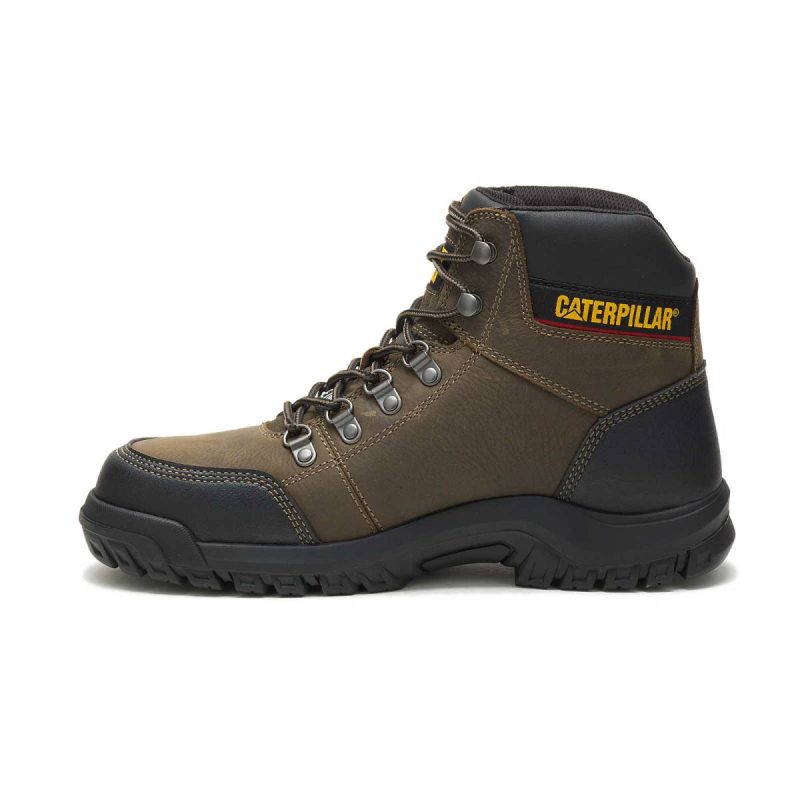 Men's Outline Steel Toe Work Boot Cat Dark Gull Grey Men Boots - Image 3