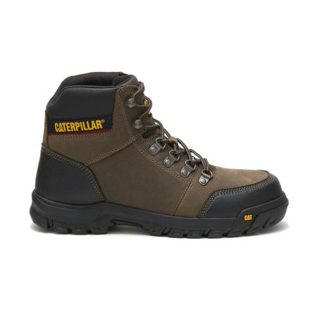 Men's Outline Steel Toe Work Boot Cat Dark Gull Grey Men Boots