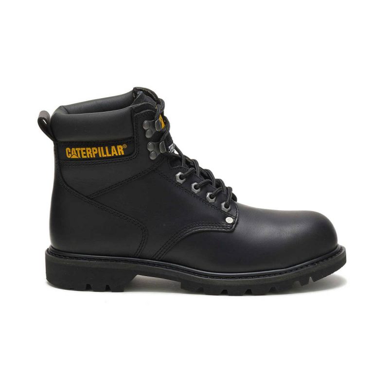 Men's Second Shift Steel Toe Work Boot Cat Men Black Boots