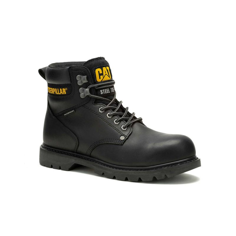 Men's Second Shift Waterproof Steel Toe Work Boot Cat Black Men Boots - Image 3
