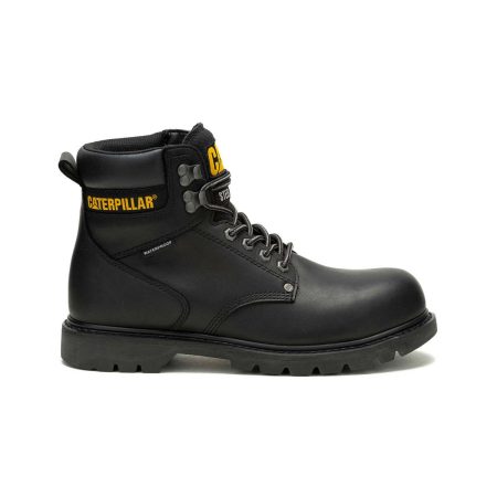Men's Second Shift Waterproof Steel Toe Work Boot Cat Black Men Boots
