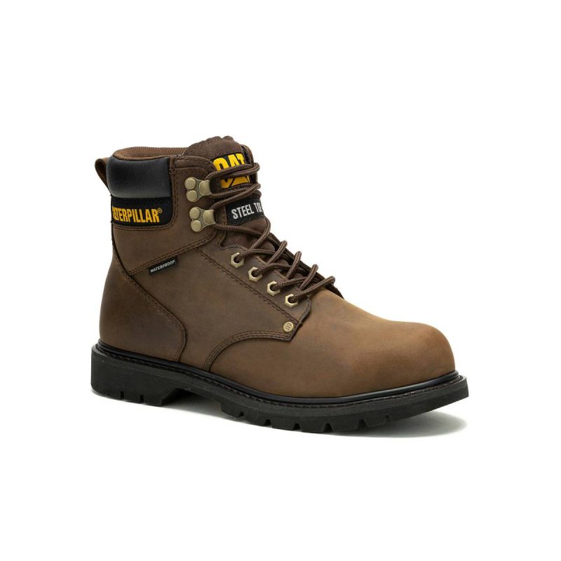 Men's Second Shift Waterproof Steel Toe Work Boot Dark Brown Cat Boots Men - Image 2