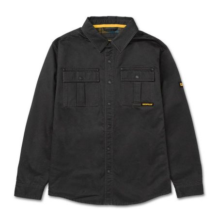 Men's Waxed Cotton Shirt Jacket Tops & Outerwear Black Men Cat