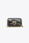 Micro Love Bag Puff Black-Antique Gold Pinko Crossbody Bags