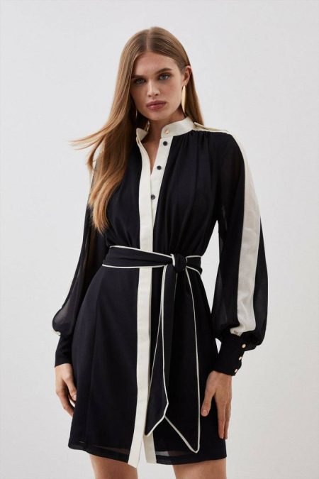 Military Mono Belted Woven Mini Dress Mono Karen Millen Mini Dresses Women
