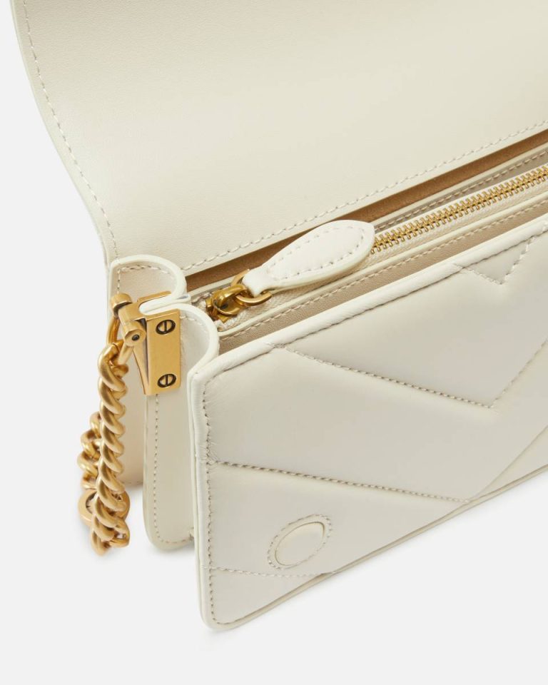 Mini Love Bag Click Big Chevron Crossbody Bags White+White-Antique Gold Pinko - Image 4