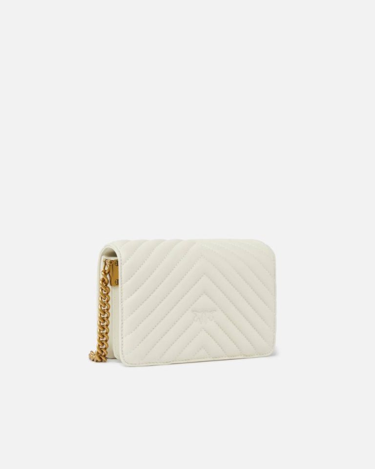Mini Love Bag Click Chevron White+White-Antique Gold Pinko Crossbody Bags - Image 2