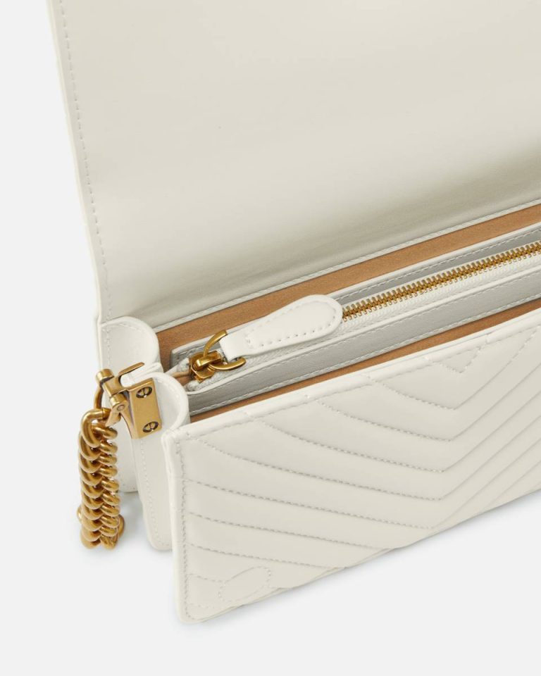 Mini Love Bag Click Chevron White+White-Antique Gold Pinko Crossbody Bags - Image 4