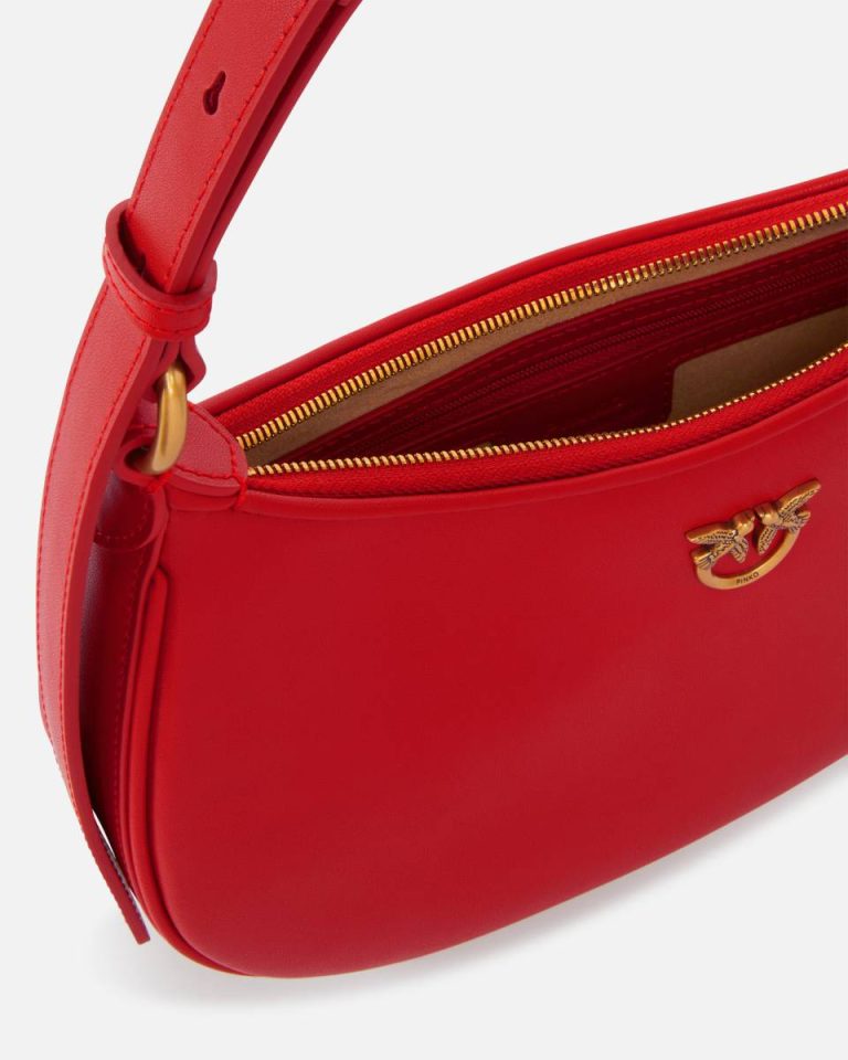 Mini Love Bag Half Moon Simply Red-Antique Gold Pinko Shoulder Bags - Image 4