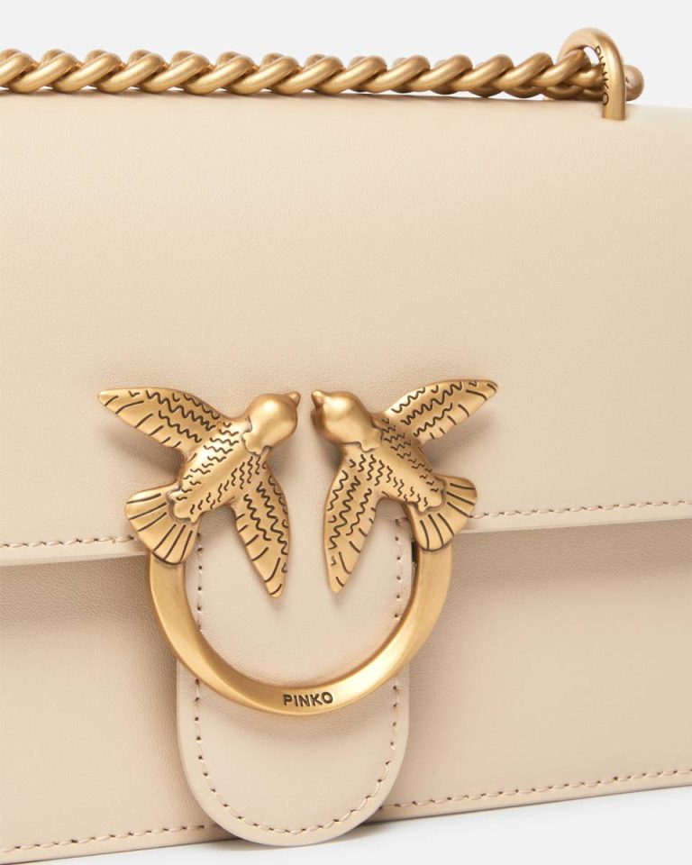 Mini Love Bag One Simply Beige-Smoke Grey-Antique Gold Shoulder Bags Pinko - Image 3