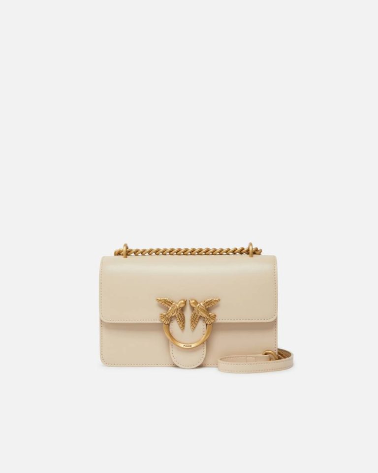 Mini Love Bag One Simply Beige-Smoke Grey-Antique Gold Shoulder Bags Pinko