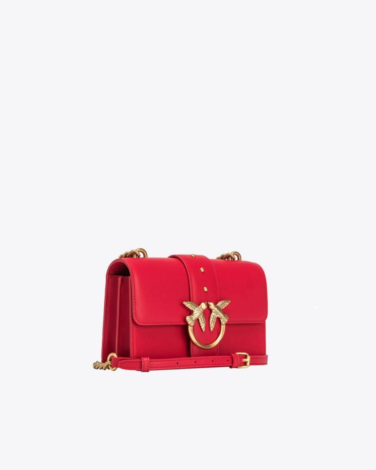 Mini Love Bag One Simply Red-Antique Gold Pinko Crossbody Bags - Image 3