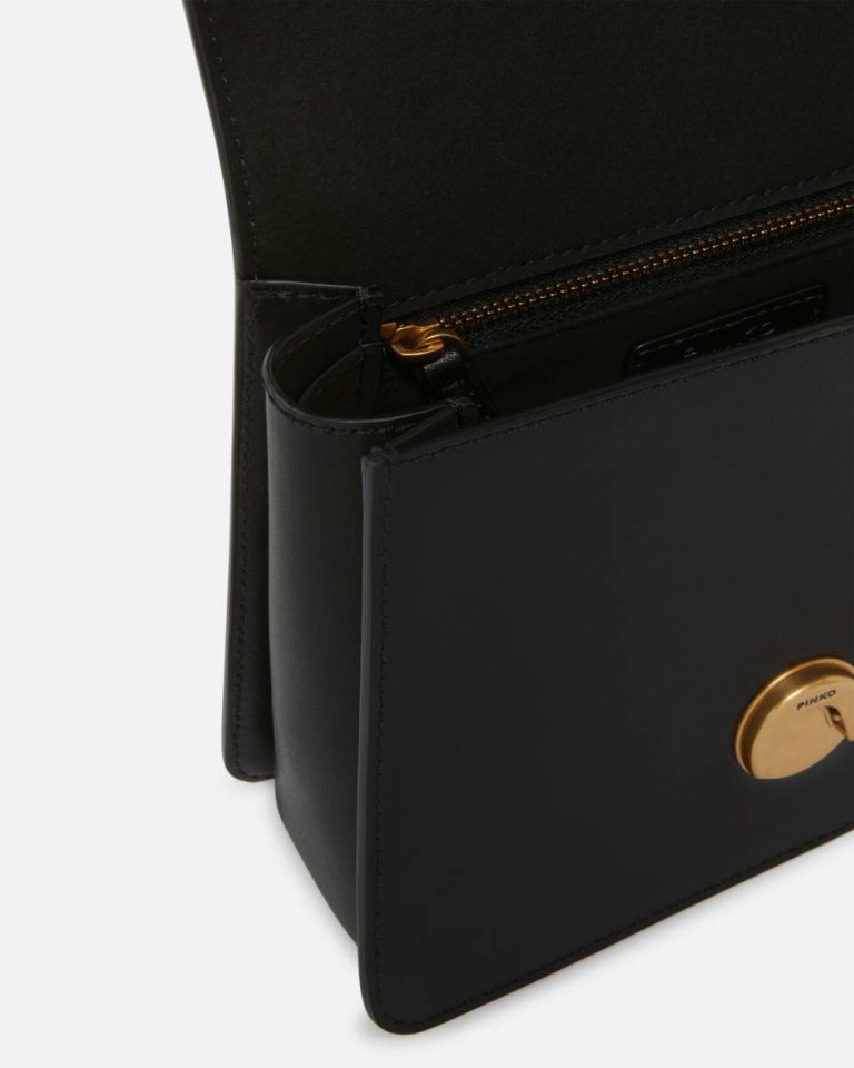 Mini Love Bag One Top Handle Light Simply Black-Antique Gold Pinko Handbags - Image 4