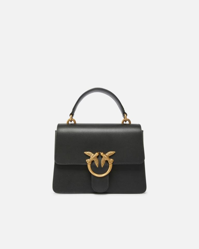 Mini Love Bag One Top Handle Light Simply Black-Antique Gold Pinko Handbags