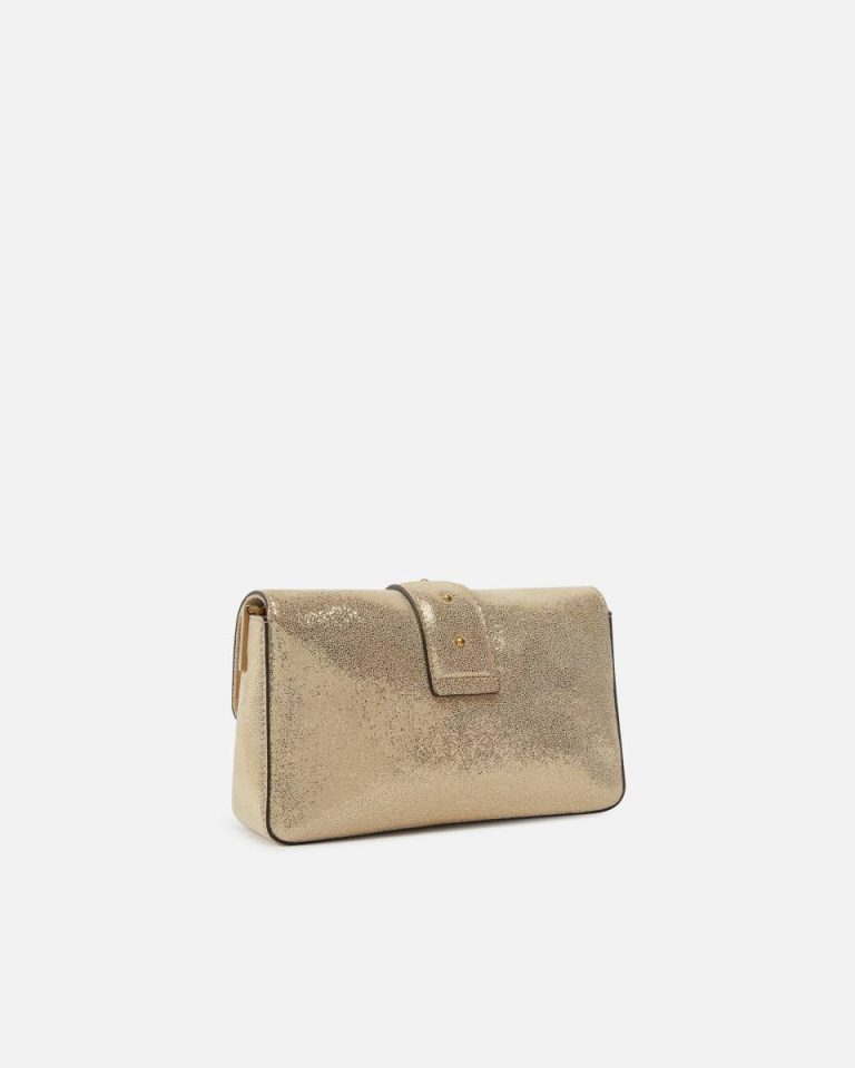 Mini Love Bag Suede Glitter Shoulder Bag Shoulder Bags Gold/Sand-Antique Gold Pinko - Image 2