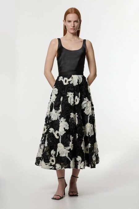 Mono Tall Mono Textured Woven Prom Skirt Tailoring Karen Millen Women