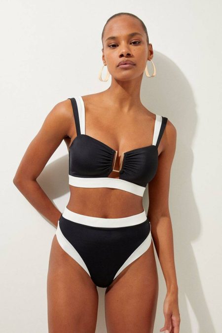 Mono Women Karen Millen Swimwear Trim Detail Detachable Strap Bikini Top