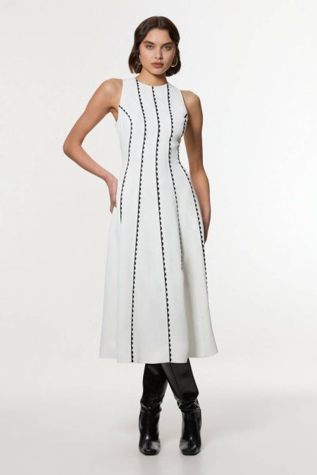 Mono Women Maxi Dresses Scallop Trim Panelled Crepe Maxi Dress Karen Millen