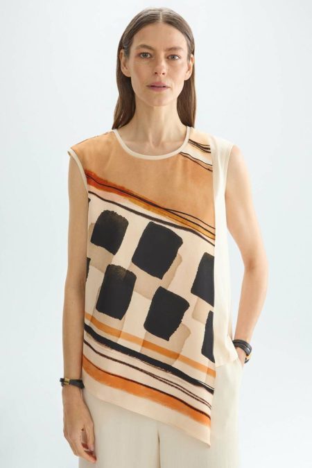 Mosaicubo Print Crepe Jersey Straight-Fit T-Shirt Beige/Multicolor Purificacion Garci Women T-Shirts And Tops