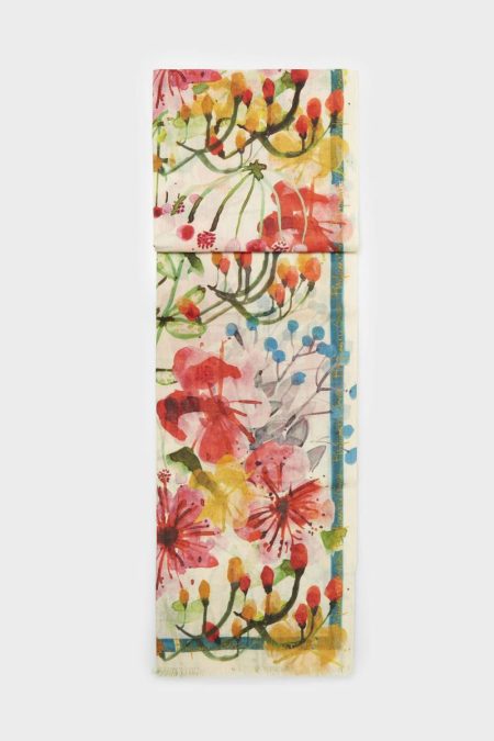 Multicolor Scarves Hibiscus Wool Scarf Women Purificacion Garci