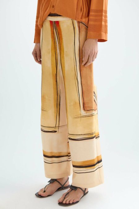 Multicolor Women Purificacion Garci Mosaicubo Print Crepe Wide-Leg Trousers Trousers