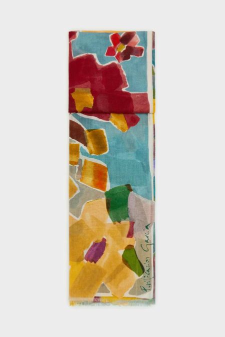 Murano Wool Scarf Scarves Women Azul/Amarillo/Topo Purificacion Garci