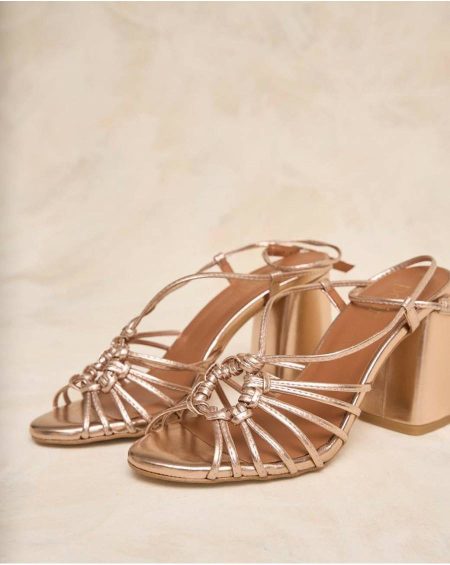 Navy Knot Sandal Women Sandals Bronze Polín Et Moi
