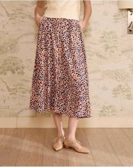 Nude Printed Skirt With Lita Buttons Women Polín Et Moi Skirts