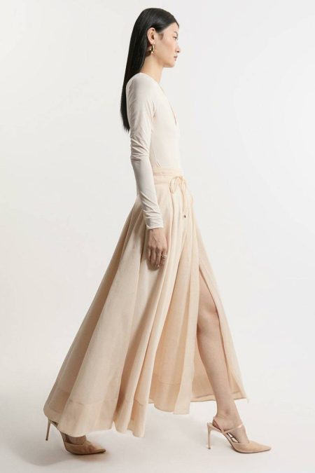 Nude Tailoring Karen Millen Organdie Split Woven Prom Midi Skirt Women
