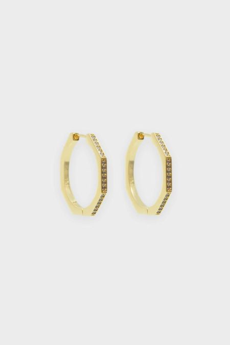 Octagon Earrings Gold Women Purificacion Garci Crystal