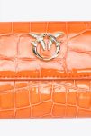 Orange-Light Gold Pinko Galleria Small Wallet In Shiny Coloured Crocodile-Print Leather Leather Goods - Image 4