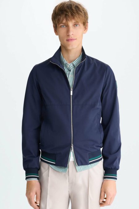 Outerwear Stretch Nylon Jacket Purificacion Garci Men Navy